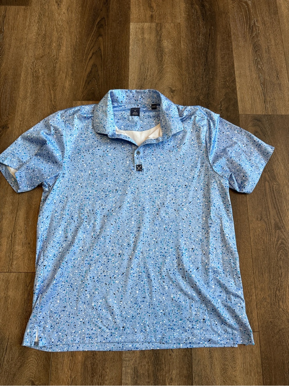 Construct Men's Blue Printed Golf Polo Shirt Size XL